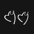 Elegant Silver Alloy Heart Hoop Stud & Clip On No Piercing Back Hanging Minimalist Earrings