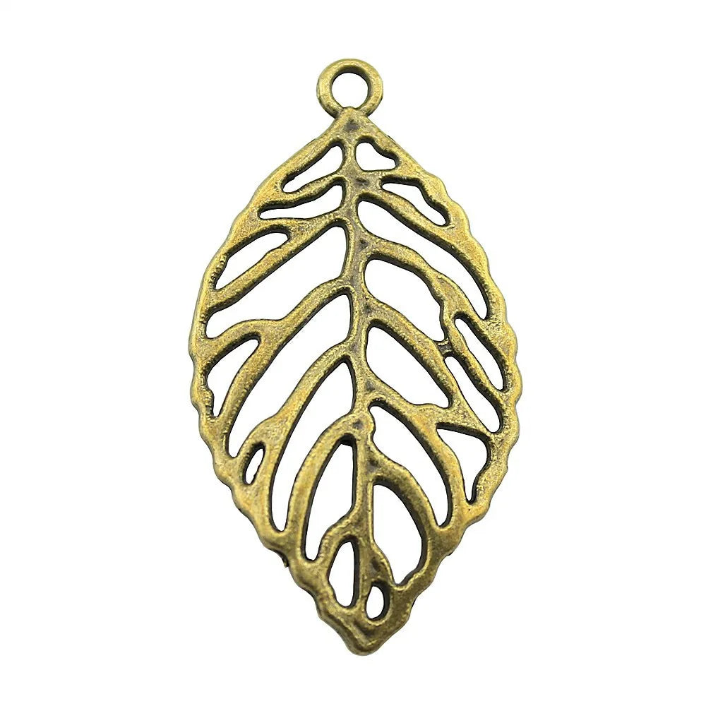 49x26mm 4.1g Multicolor Zinc Alloy Leaf Charm Pendant for DIY Bracelet Necklace Jewelry Making