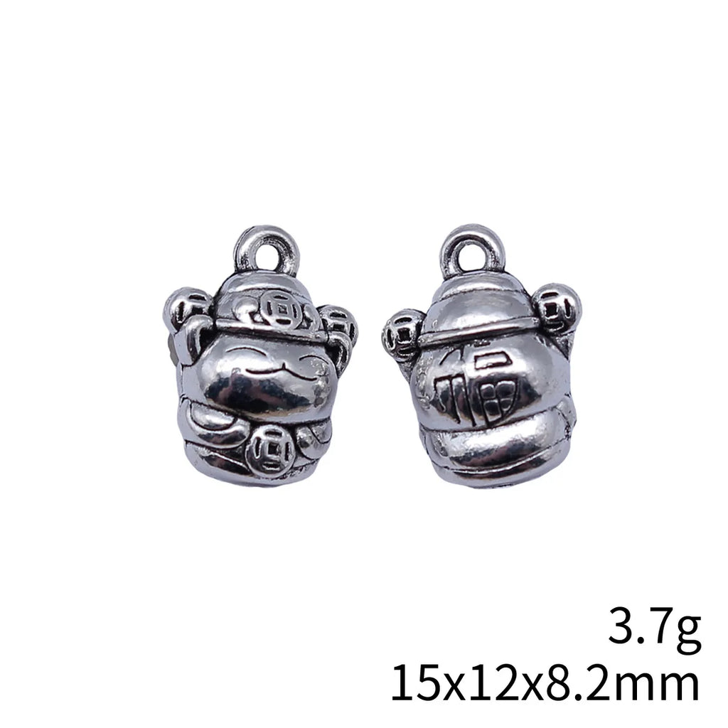 15x12x8.2mm 3.7g Multicolor Zinc Alloy Chinese Coin Ingot God of Wealth Charm Pendant for DIY Jewelry