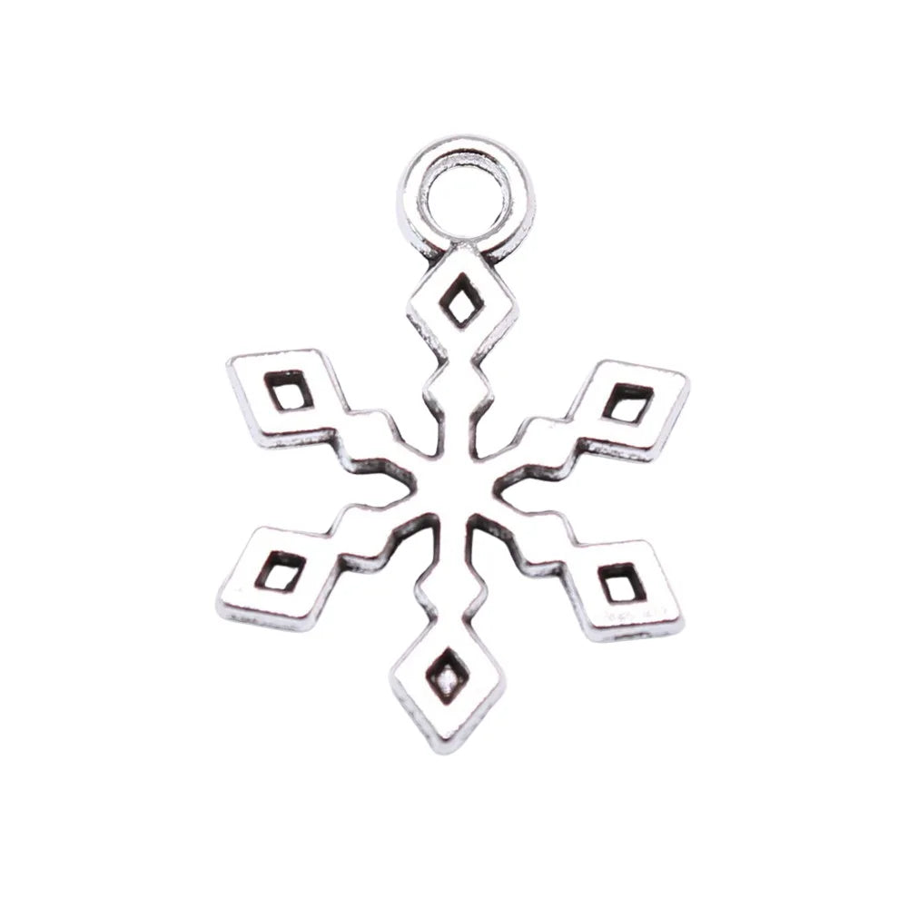 19x14mm 0.7g Antique Silver Zinc Alloy Snowflake Charm Pendant for Christmas DIY Jewelry Making