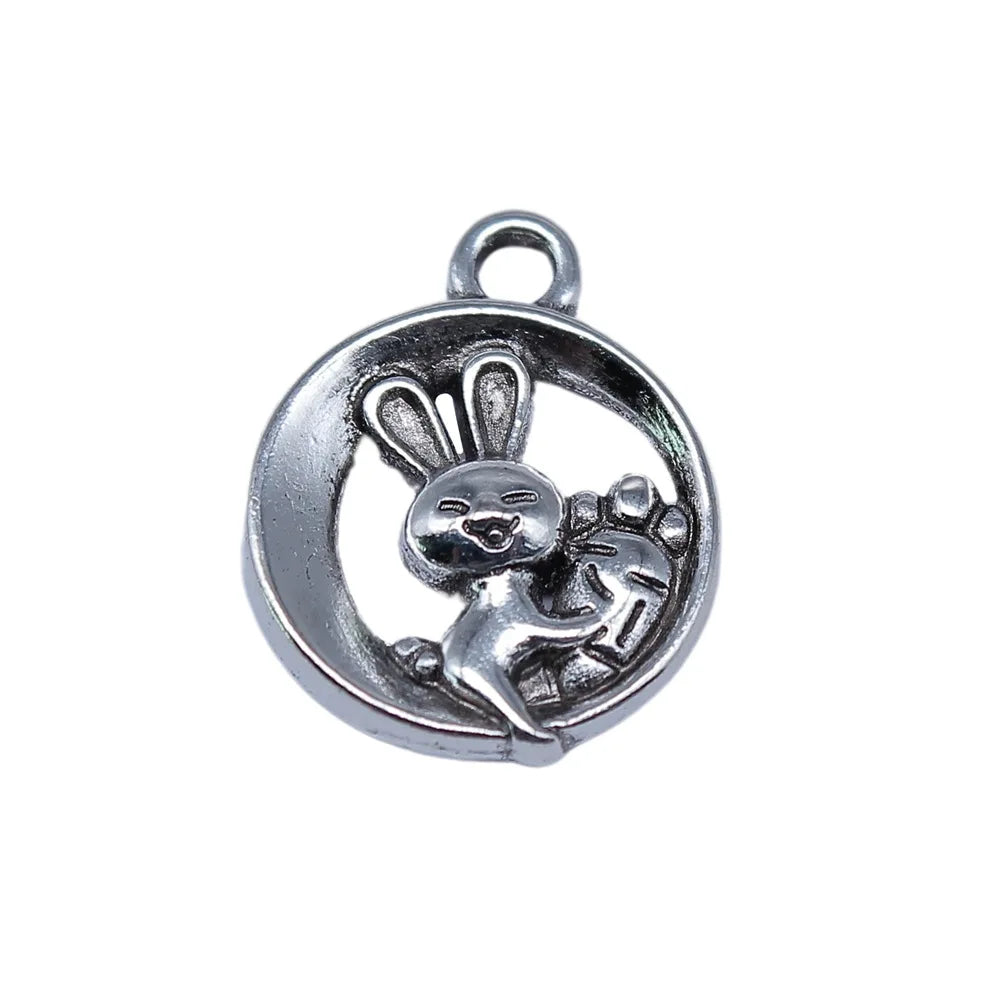 12x15mm 1g Antique Silver Zinc Alloy Rabbit Carrot Charm Pendant for DIY Jewelry Making