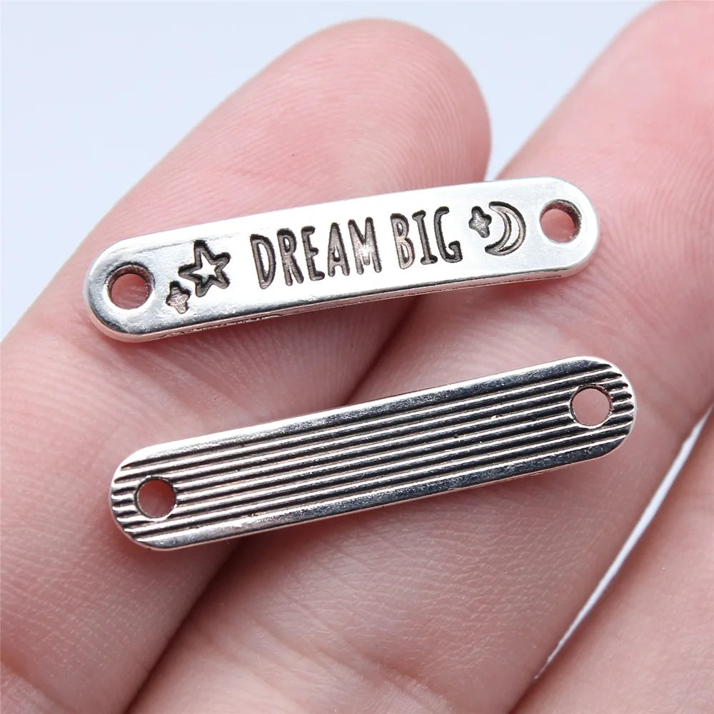 6x30mm 1.3g Multicolor Zinc Alloy DREAM BIG Bar Letter Connector Charm for Bracelet Jewelry Making