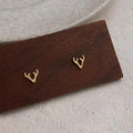 14K Gold Plated Copper Mini Deer Antler Stud Earrings, Cute Christmas Animal Jewelry