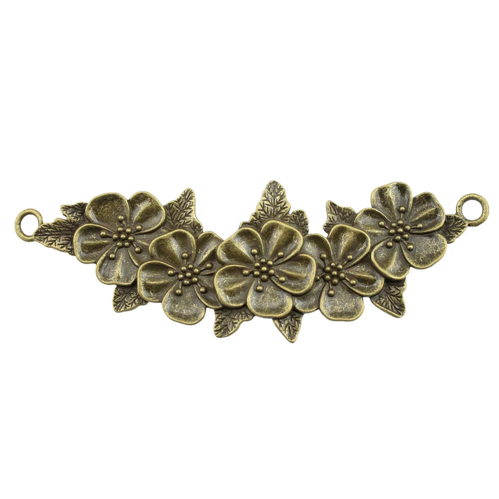 113mm 16.7g Multicolor Zinc Alloy Flower Connector Charm for DIY Bracelet Necklace Jewelry Making