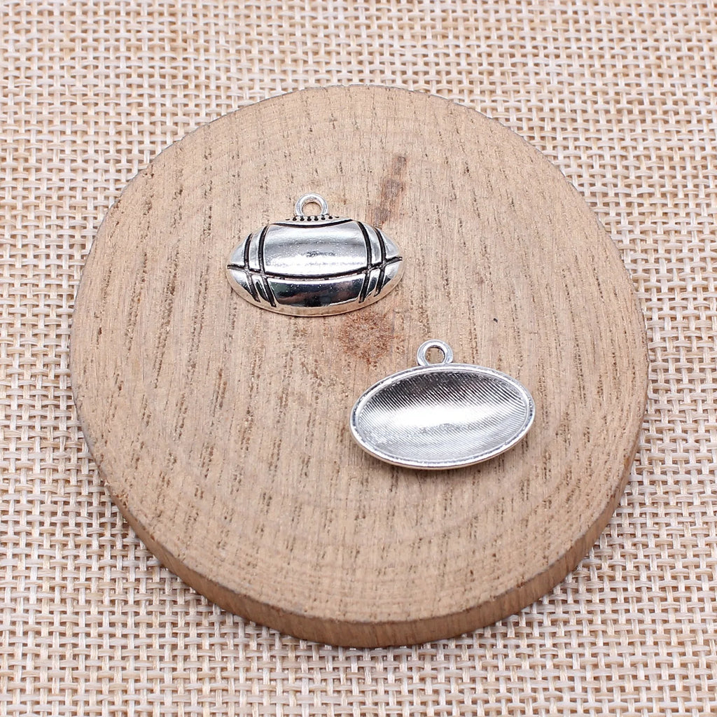 20x15mm 1.9g Antique Silver Zinc Alloy Football Charm Pendant for DIY Bracelet Necklace Making