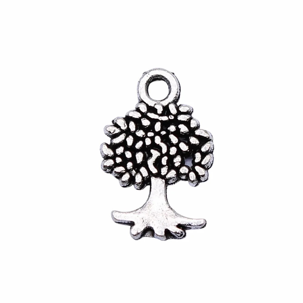 13x8mm 0.4g Antique Silver Zinc Alloy Tree Charm Pendant for DIY Necklace Bracelet Jewelry Making