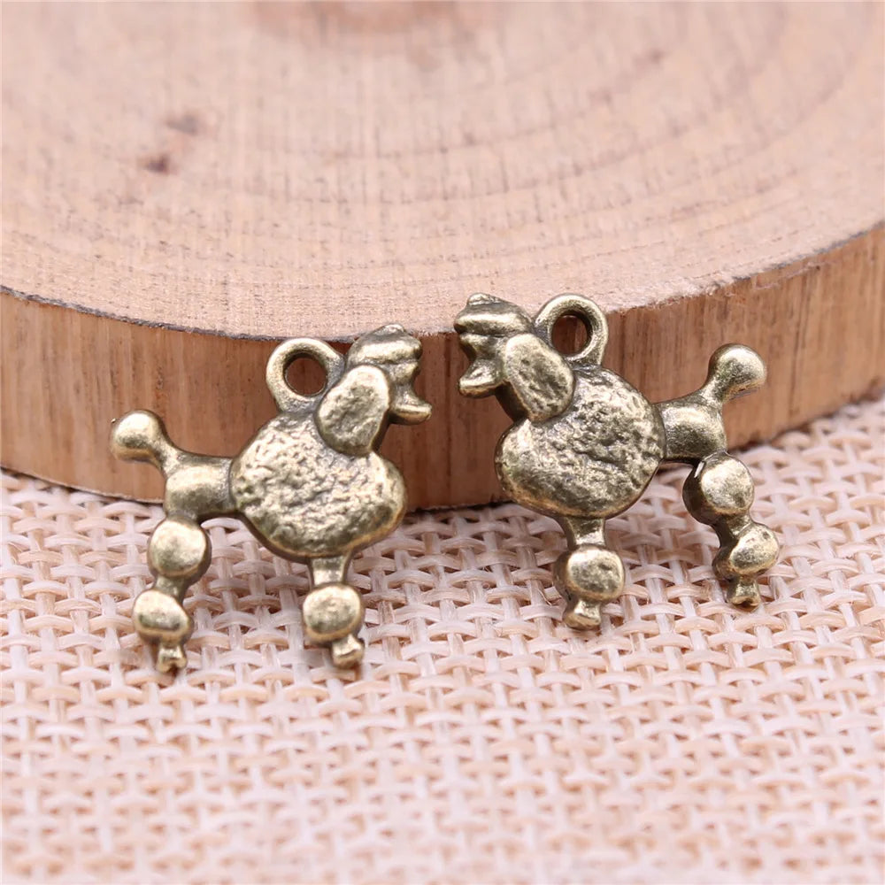 15x14mm 1.35g Multicolor Zinc Alloy Poodle Dog Charm Pendant for DIY Necklace Bracelet Making