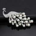 Elegant 18K Gold Plated Peacock Brooch With White Faux Pearls And Rhinestones, Luxury Lapel Pin Gift