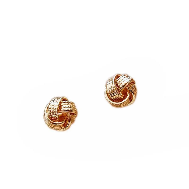 14K Gold Silver Plated Copper Geometric Ring Stud Earrings Korean Minimalist Sleep-Friendly Jewelry