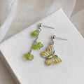 Handmade Forest Style Asymmetric Butterfly Copper Peridot Drop Earrings For Women
