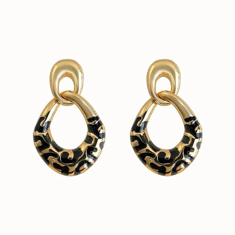 Vintage Enamel Glazed Rhombus Geometric Hollow Eco Copper Drop Earrings