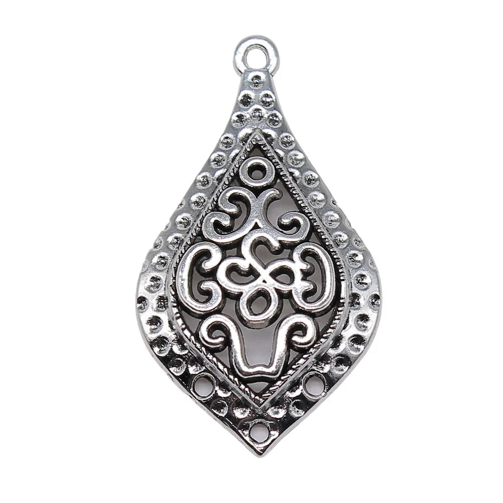 40x23mm 3g Multicolor Zinc Alloy Hollow Carved Teardrop Earring Charms for DIY Earrings Jewelry Making