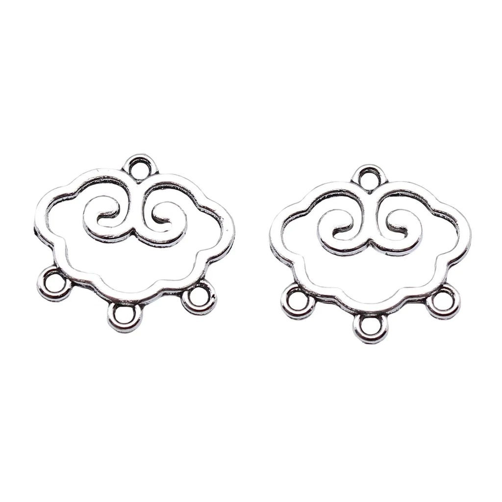 18x20mm 1.1g Multicolor Zinc Alloy Chinese Cloud Earring Connector Charms for DIY Earrings Jewelry Making