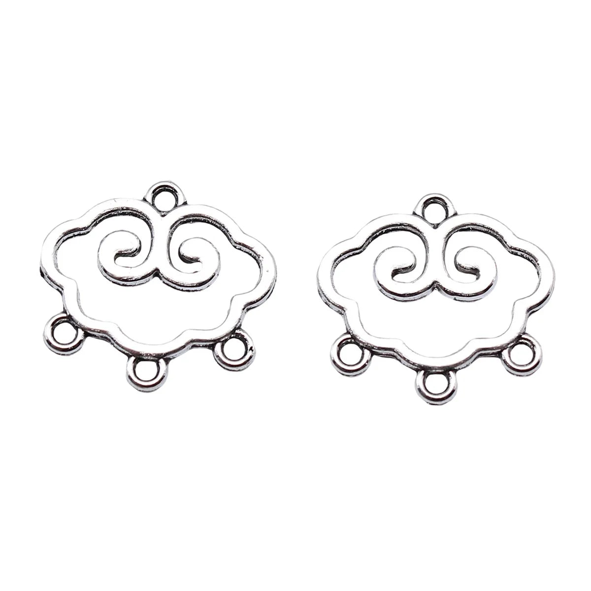 18x20mm 1.1g Multicolor Zinc Alloy Chinese Cloud Earring Connector Charms for DIY Earrings Jewelry Making