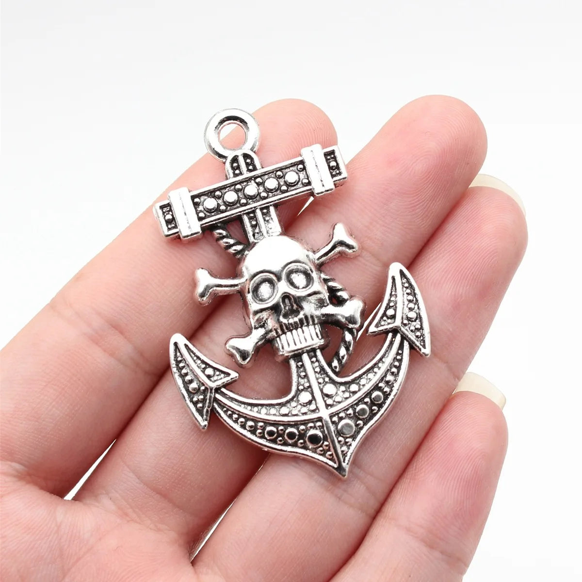 54x36mm 9.5g Multicolor Zinc Alloy Anchor Skull Charm Pendant for DIY Gothic Necklace Jewelry Making