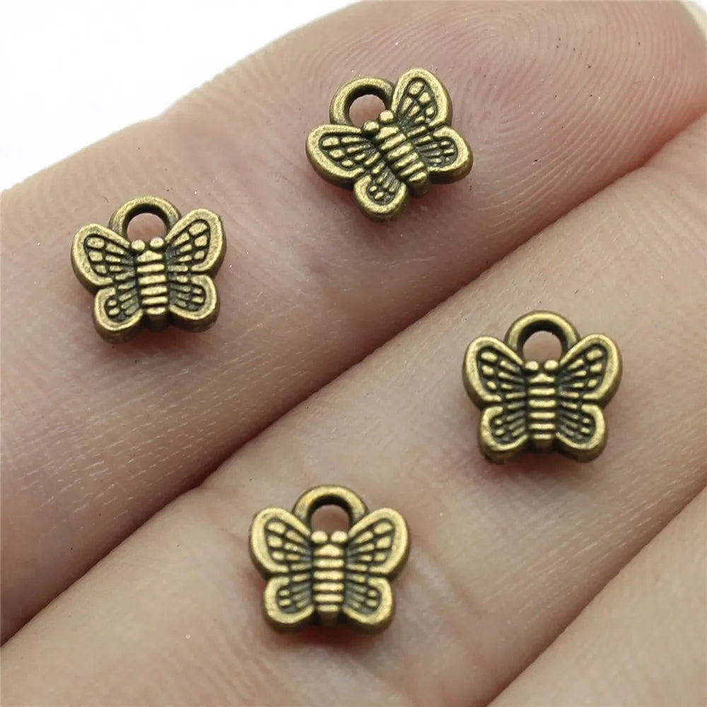 7x7mm 0.4g Multicolor Zinc Alloy Small Butterfly Charm Pendant for DIY Necklace Bracelet Jewelry Making