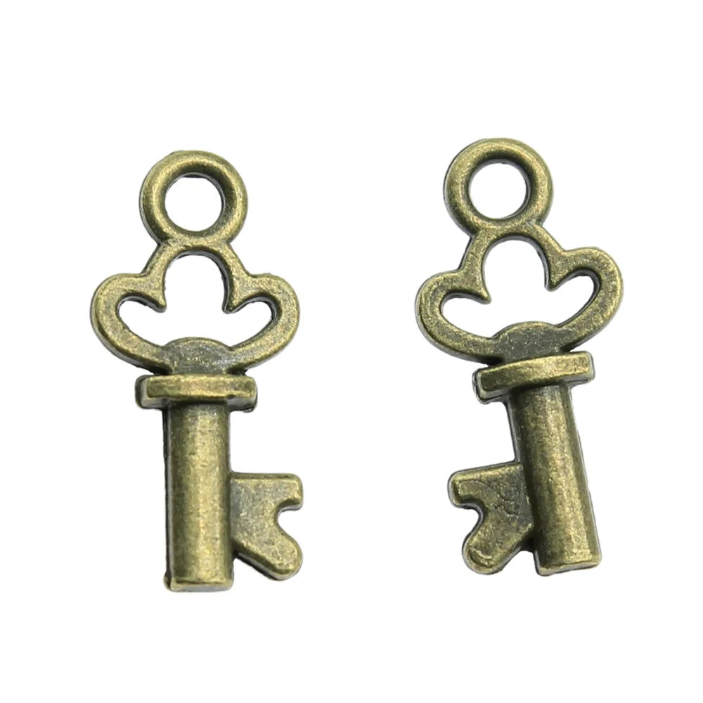 17x7mm 0.6g Multicolor Zinc Alloy Key Charm Pendant for Bracelet Necklace DIY Jewelry Making