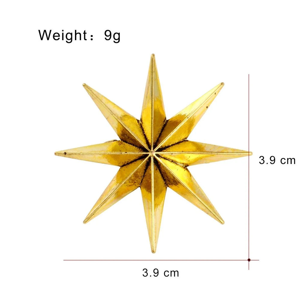 Elegant Eight Point Star Alloy Brooch, Silver Tone Geometric Lapel Pin Corsage For Women's Suit Accessory