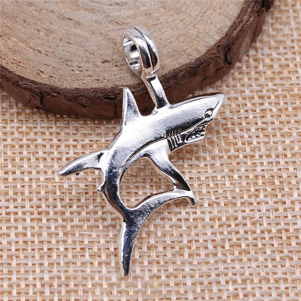 33x38mm 3.6g Multi Color Zinc Alloy Shark Charm Pendant for DIY Ocean Theme Jewelry Making