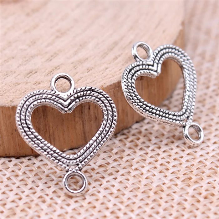 20x16mm 0.8g Antique Silver Zinc Alloy Heart Connector Charm for DIY Bracelet Necklace Making
