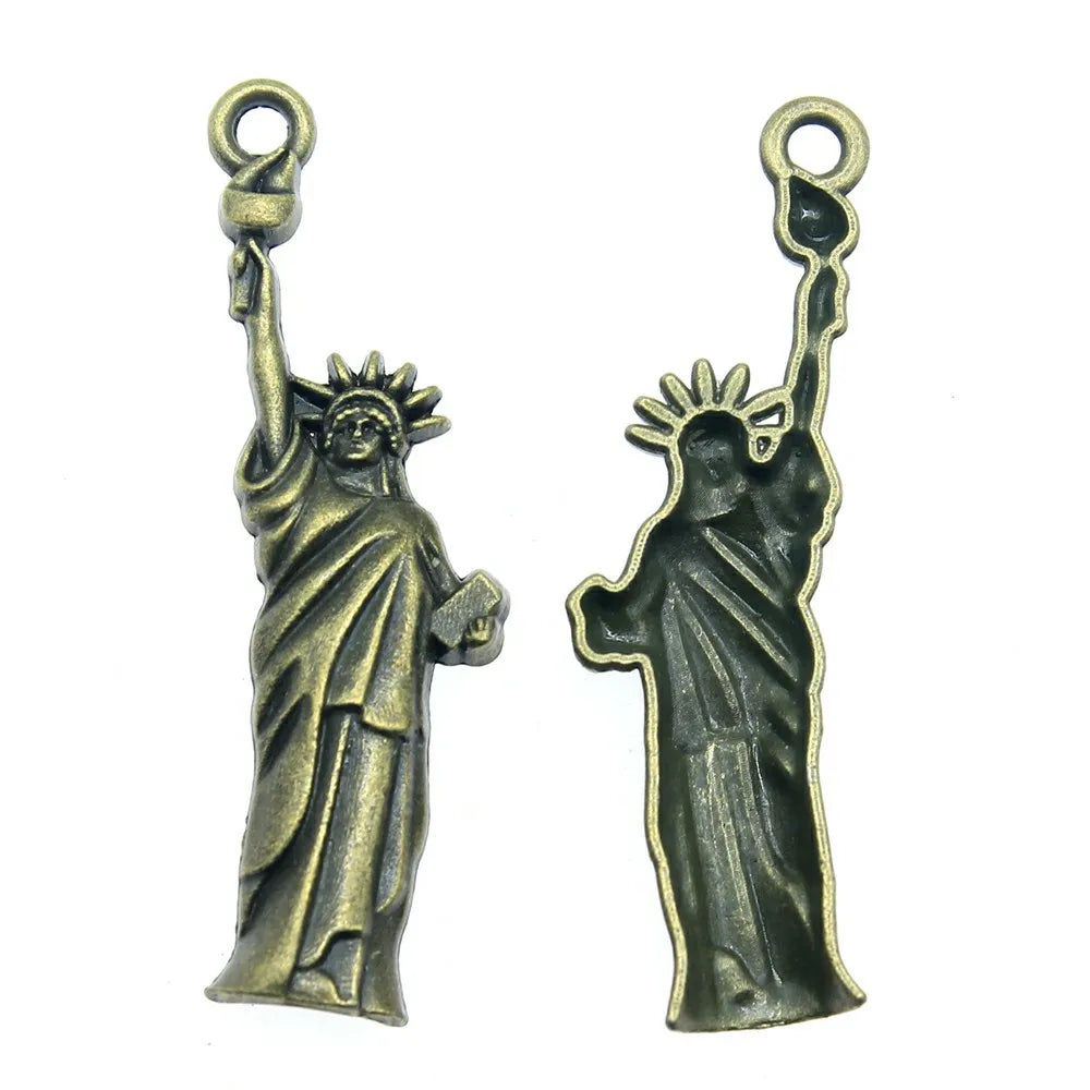 49x14mm 2.6g Multicolor Zinc Alloy Statue of Liberty Charm Pendant for DIY Jewelry Making