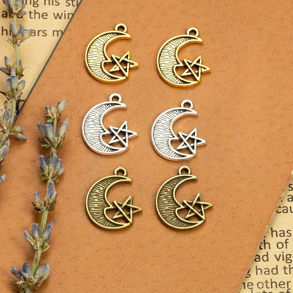 20x16MM Zinc Alloy Moon Charm Pendant for DIY Necklace Bracelet Jewelry Making