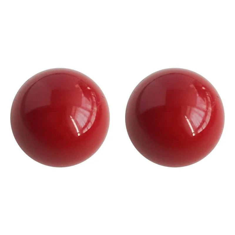 Burgundy Vintage Hong Kong Style Round Glass Pearl Copper Stud Earrings