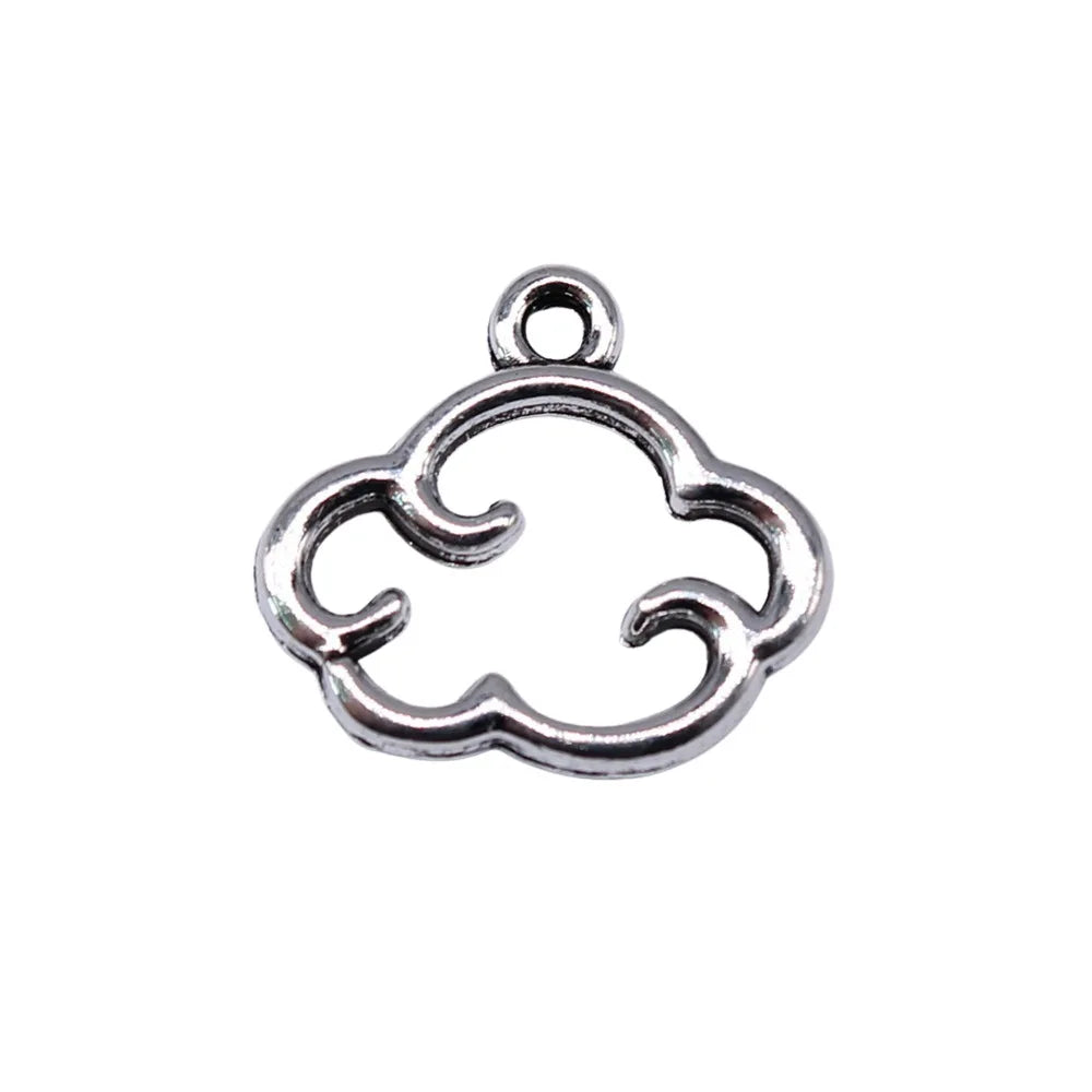15x13mm 0.7g Antique Silver Zinc Alloy Hollow Cloud Charm Pendant for DIY Necklace Bracelet Making