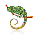 Luxury Colorful Enamel Chameleon On Branch Brooch With Rhinestones, Animal Lizard Lapel Pin Gift