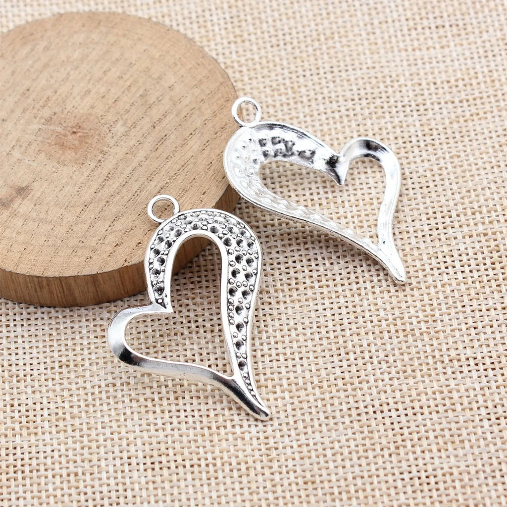 46x35mm 4.6g Antique Silver Zinc Alloy Heart Charm Pendant with Rhinestone Setting for Necklace DIY