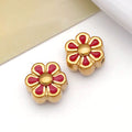 Enamel Stainless Steel Daisy Flower Double Sided Beads with Hole for DIY Bracelet Jewelry