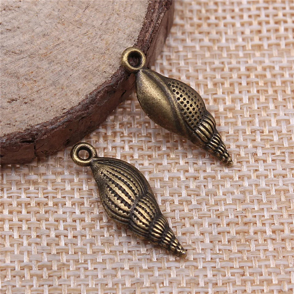 24x8mm 1.8g Multicolor Zinc Alloy Conch Shell Charm Pendant for Necklace Bracelet Making