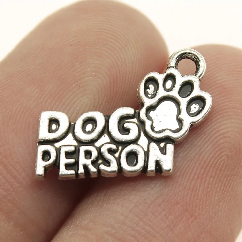 18x13mm 1.3g Zinc Alloy Dog Person Letter Charm Pendant for DIY Pet Theme Jewelry Making