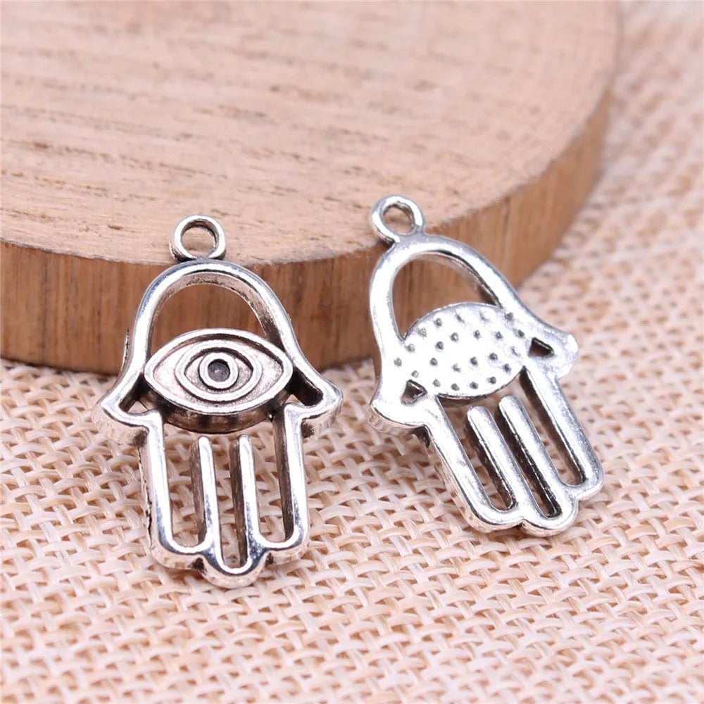 24x15mm 1.97g Antique silver zinc alloy Eye Hand charm pendant for DIY bracelet necklace making