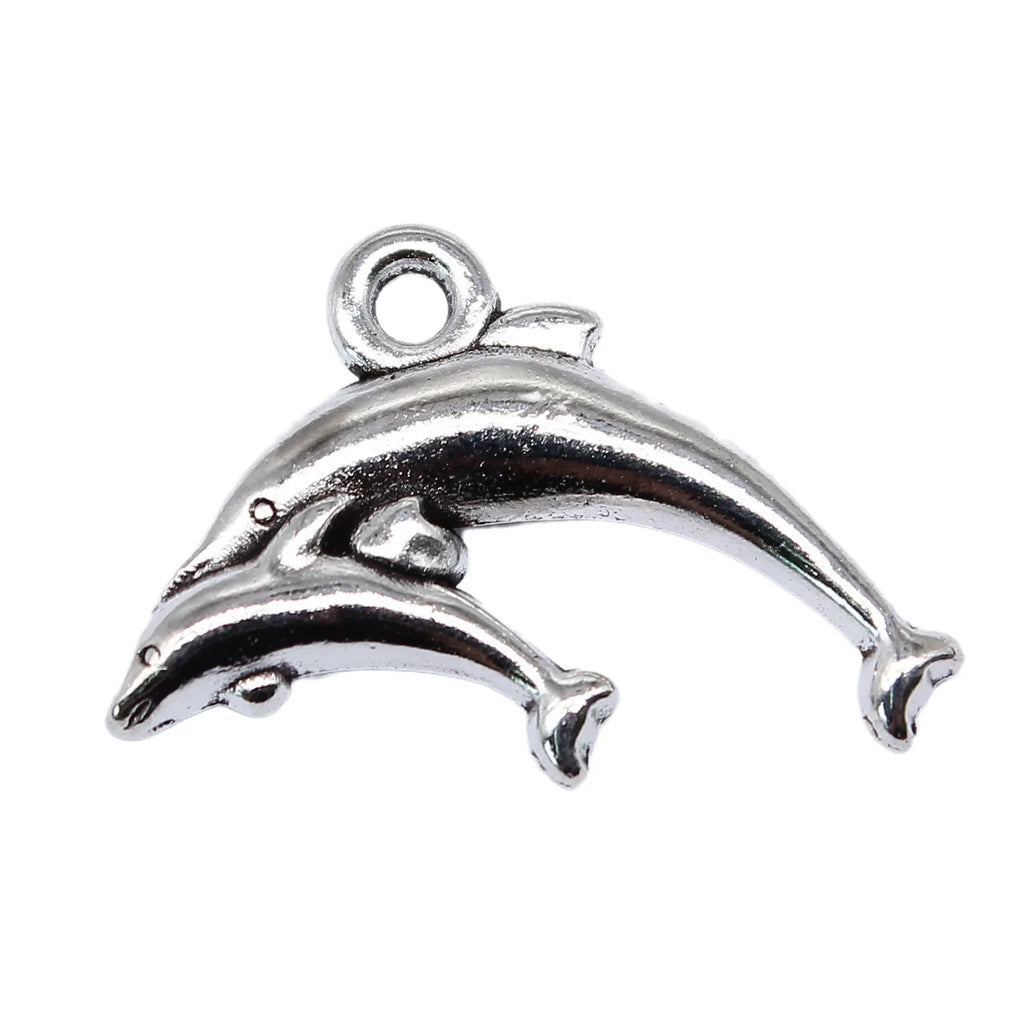 16x23mm 1.4g Antique Silver Zinc Alloy Dolphin Charm Pendant for DIY Bracelet Necklace Jewelry Making