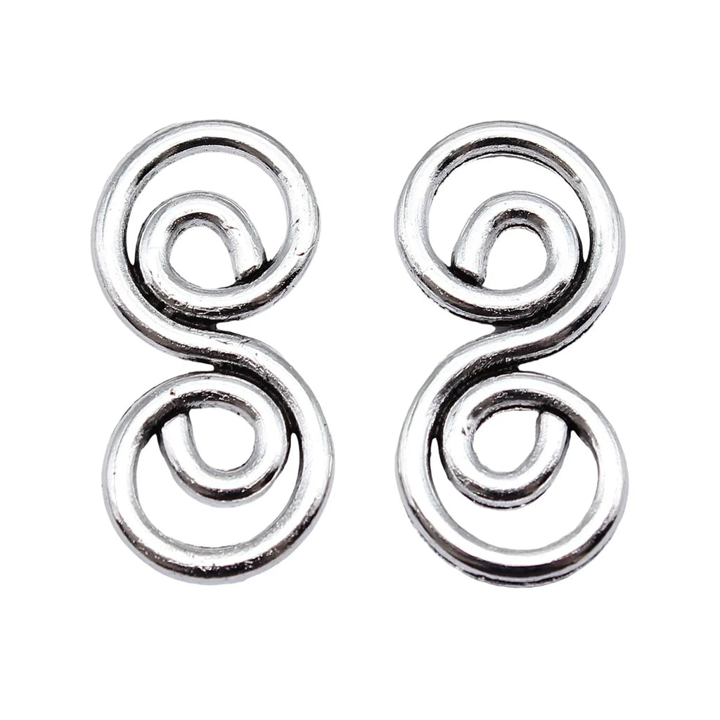 26x13mm 1.7g Antique Silver Zinc Alloy Spiral Swirl Connector Charm for DIY Jewelry Making