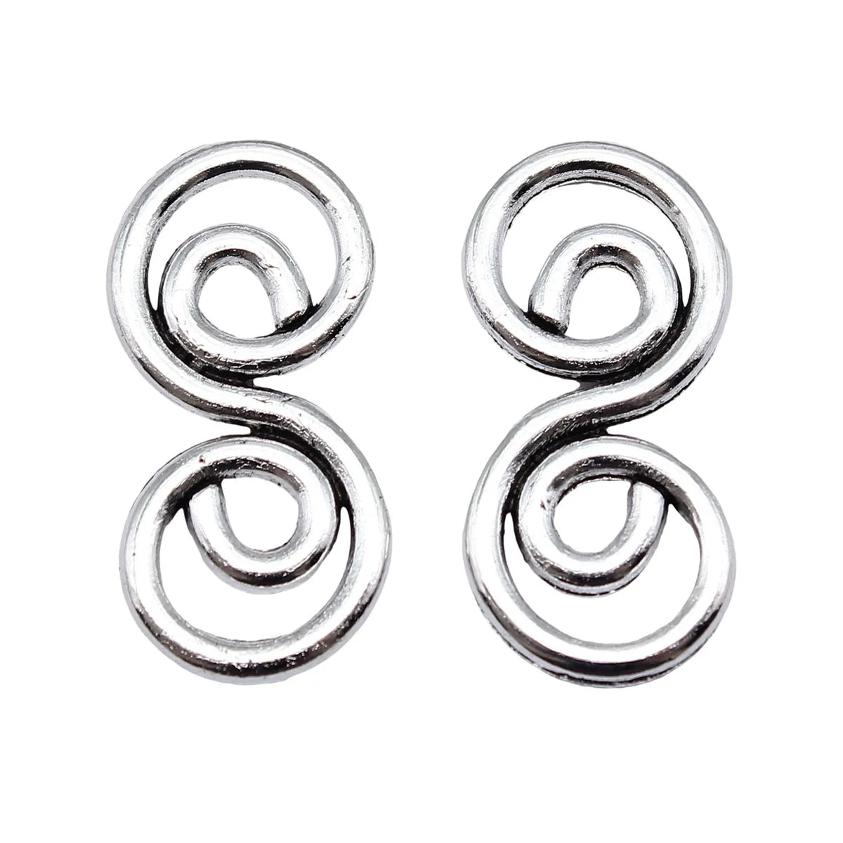 26x13mm 1.7g Antique Silver Zinc Alloy Spiral Swirl Connector Charm for DIY Jewelry Making