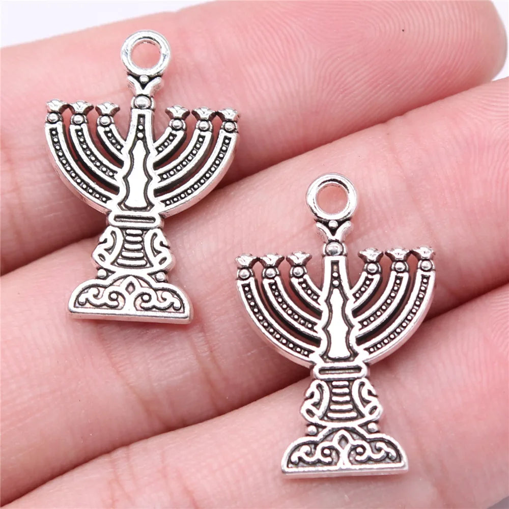 25x17mm 2.13g Antique Silver Zinc Alloy Candelabra Charm Pendant for Necklace Bracelet Making