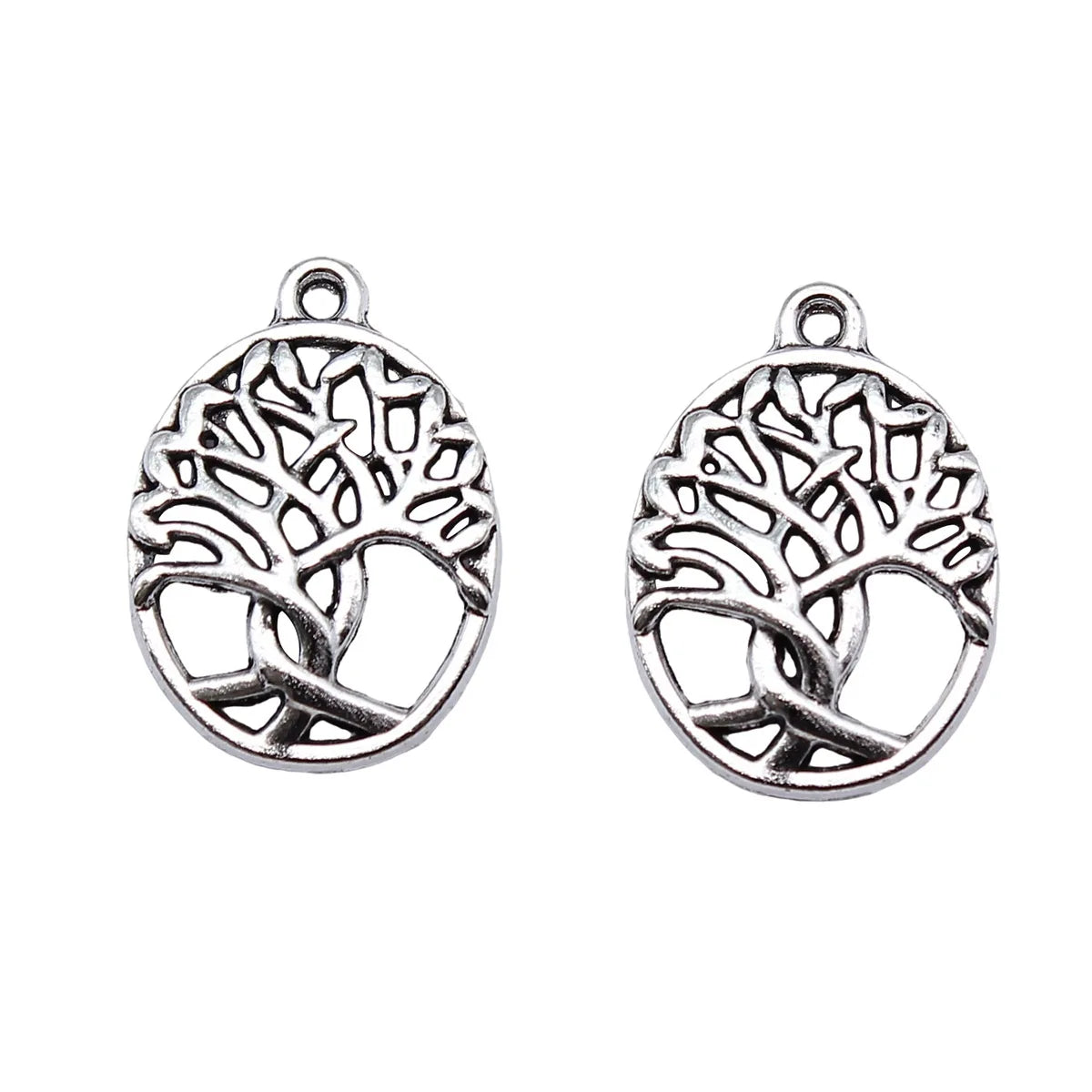 20x15mm 1.1g Antique Silver Zinc Alloy Oval Tree of Life Charm Pendant for DIY Jewelry Making