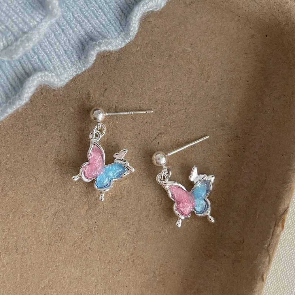Sweet Summer Vacation Style Copper Butterfly Drop Earrings Posts