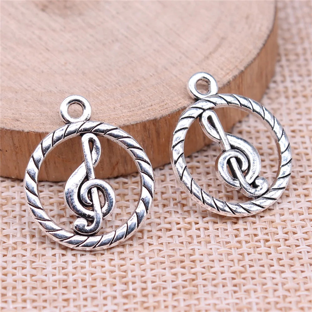 22x18mm 1.68g Antique Silver Zinc Alloy Music Note Charm Pendant for Necklace Bracelet DIY Jewelry Making