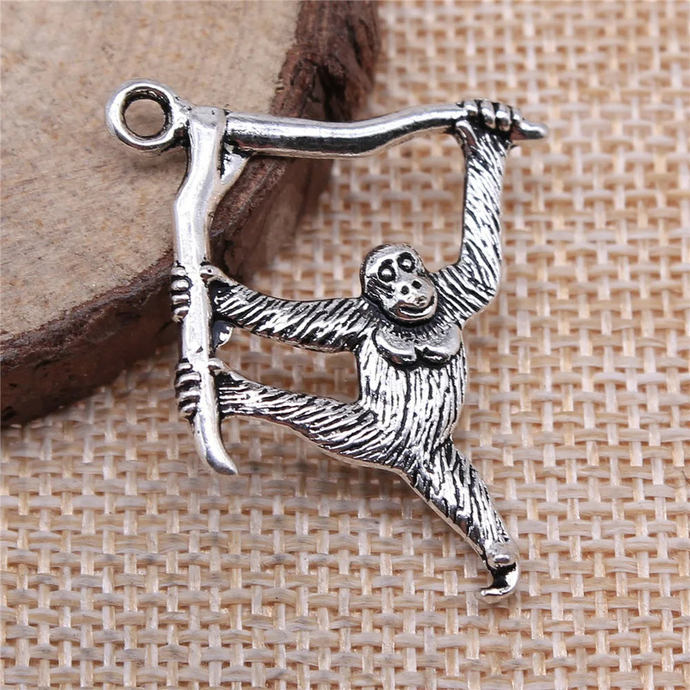 39x32mm 3g Antique Silver Zinc Alloy Gorilla Monkey Charm Pendant for DIY Necklace Jewelry Making