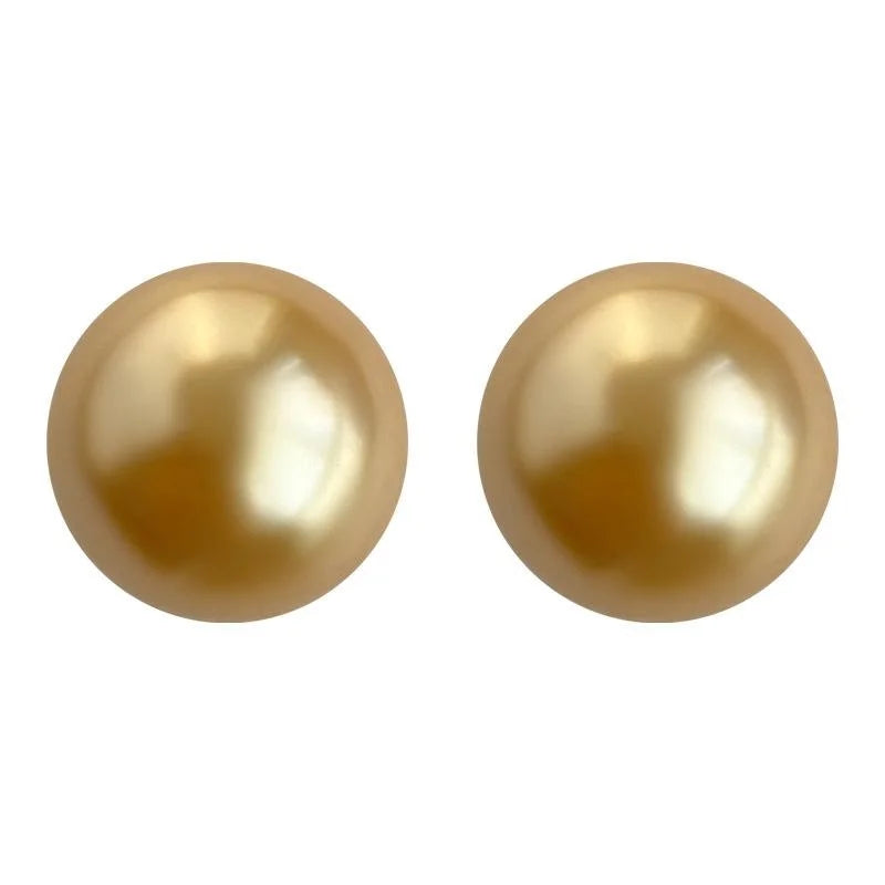 Gold Glass Pearl Round Stud Earrings French Light Luxury Geometric Fashion Jewelry