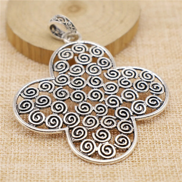 85x68mm 18.3g Antique Silver Zinc Alloy Spiral Flower Charm Pendant for DIY Necklace Jewelry Making