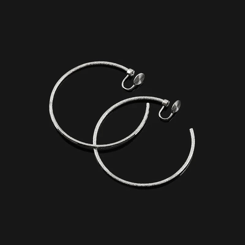 Elegant Alloy Large Hoop Spiral Coil Stud & Clip On No Piercing Statement Metal Circle Earrings