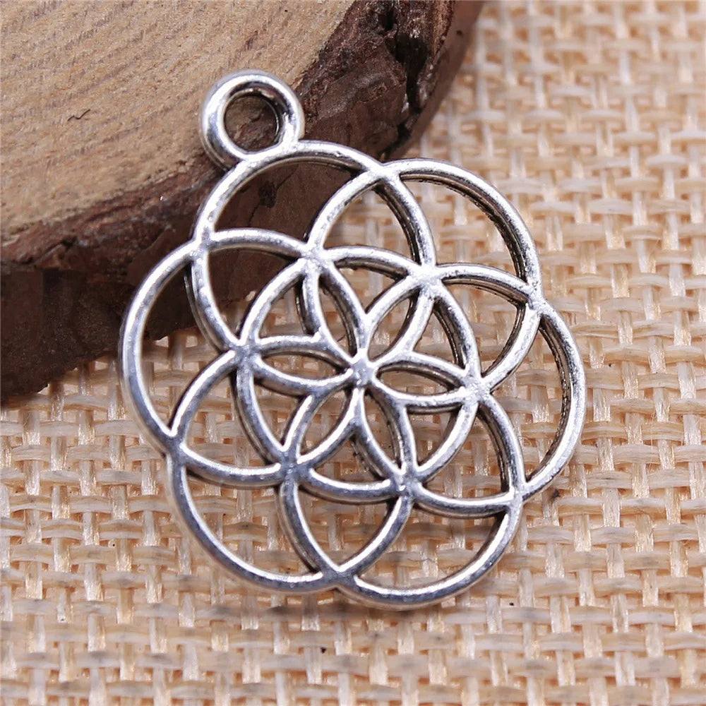 25x20mm 1.4g Multicolor Zinc Alloy Small Geometric Flower Charm Pendant for DIY Jewelry Making
