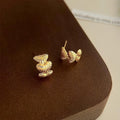 French Vintage Textured Heart Drop Earrings Copper Silver Plated Chic Commuter Jewelry