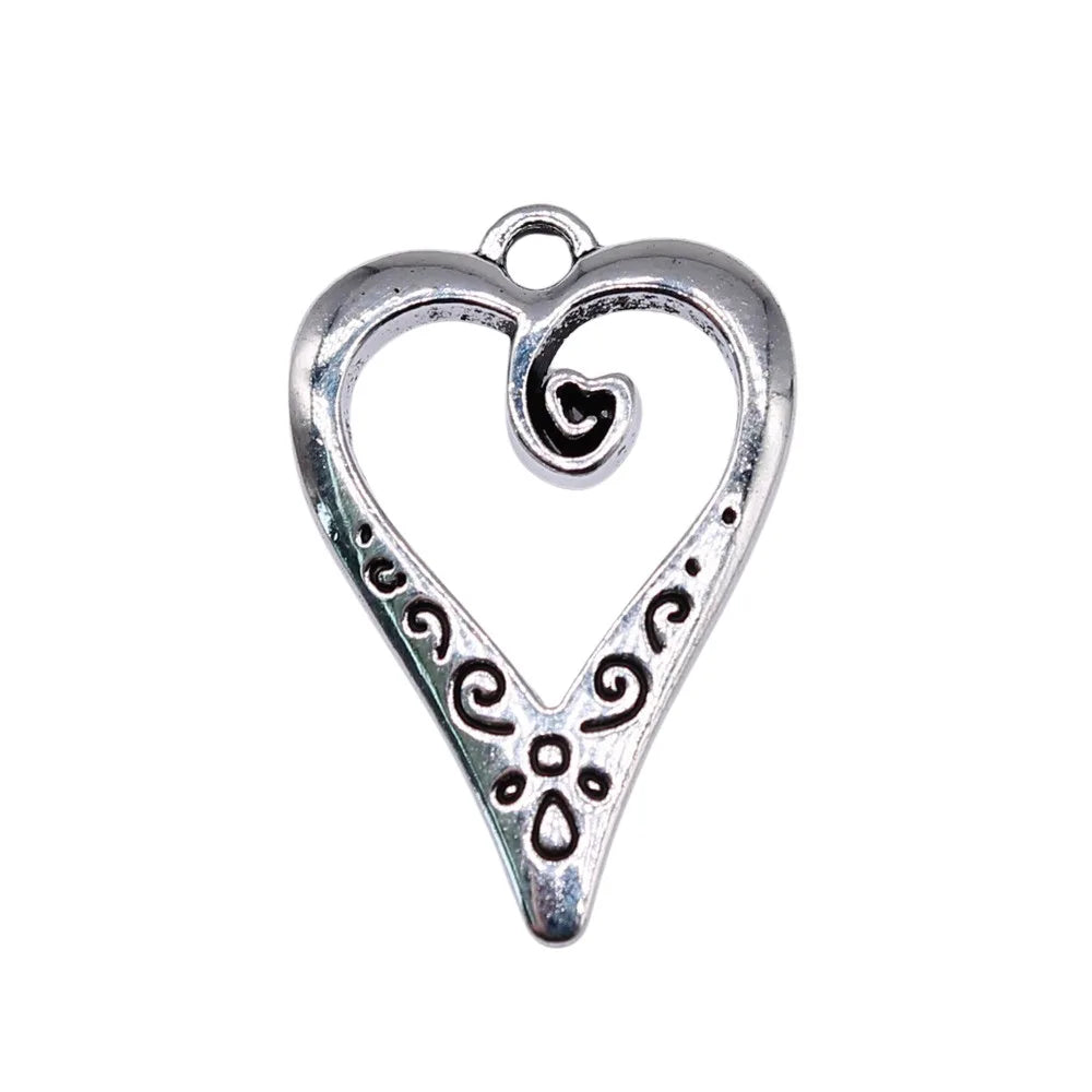 25x17mm 1.7g Antique silver tone zinc alloy Heart charm pendant for handmade necklace bracelet making