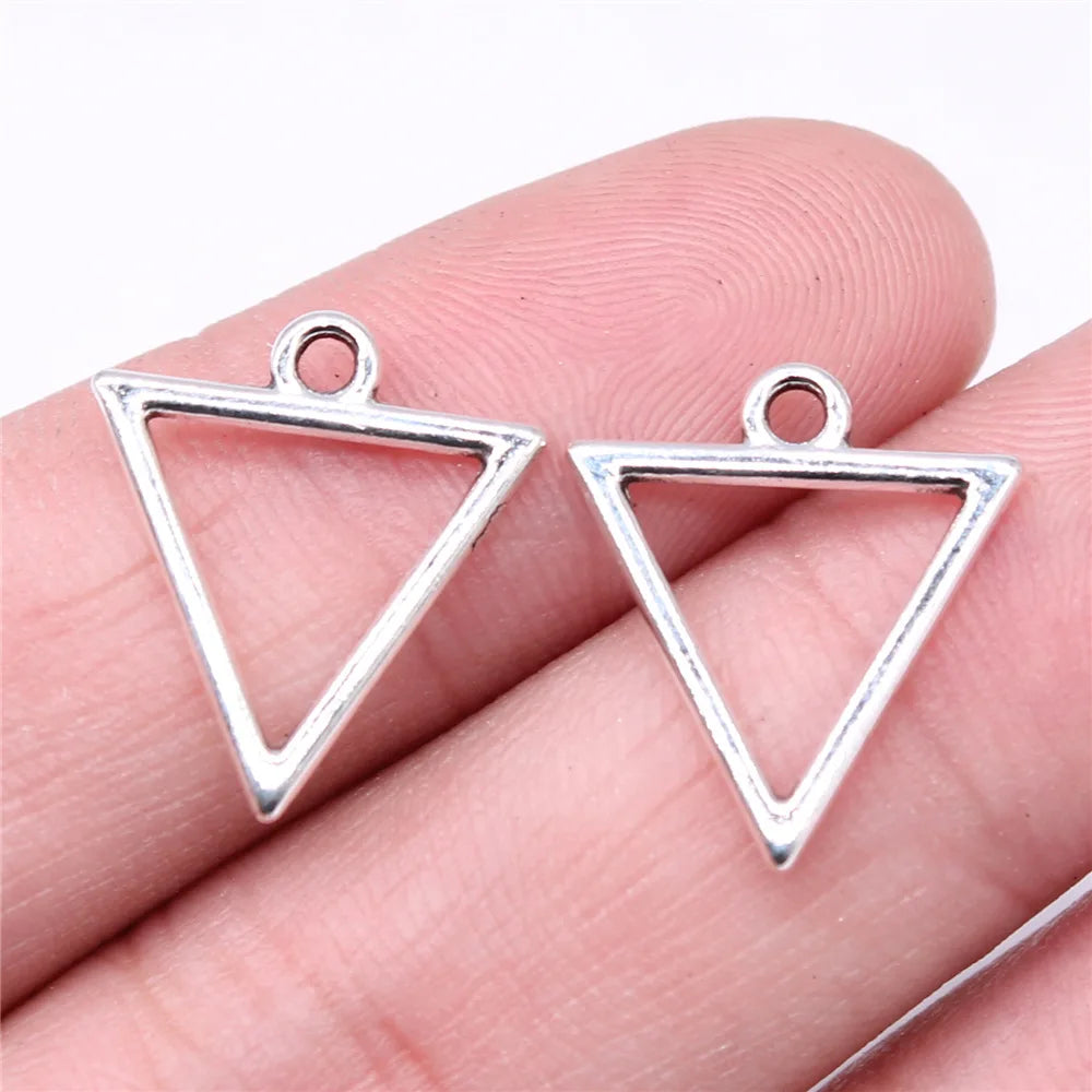 18x16mm 0.6g Multicolor Zinc Alloy Hollow Geometric Triangle Charm Pendant for DIY Jewelry Making