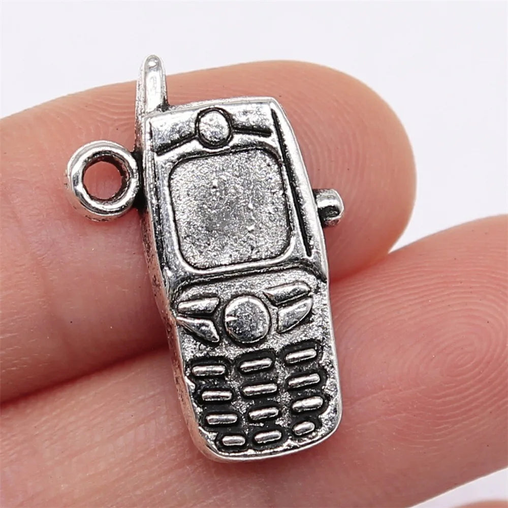 24x16mm 1.9g Multicolor Zinc Alloy Mobile Phone Charm Pendant for DIY Necklace Bracelet Making
